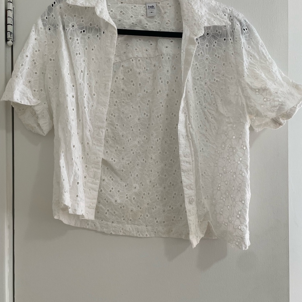 Simon’s (Twik) White Eyelet Button-Up Shirt